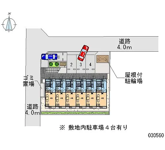 ★手数料０円★越谷市瓦曽根３丁目 月極駐車場